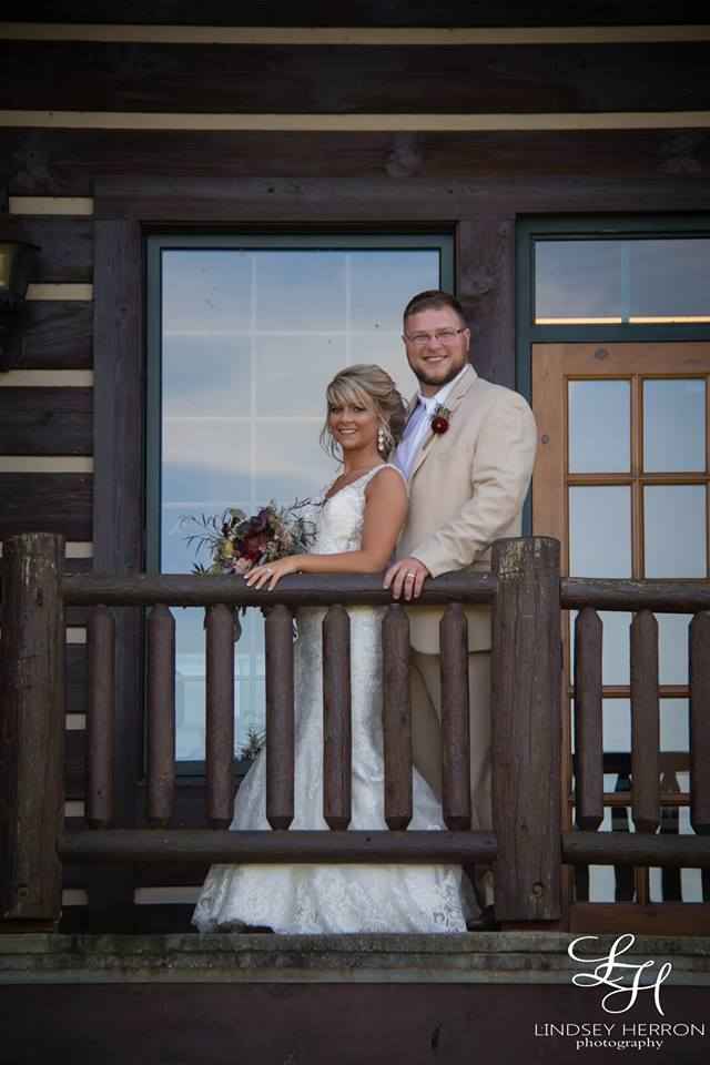 Happy Couple on their wedding day on Balcony Purgatory Golf Club Wedding in Noblesville Indiana www.facebook.com/LindseyHerronPhotography/