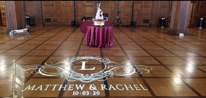 Example of a gobo projected on the floor at Scottish RIte Cathedral Indianapolis In