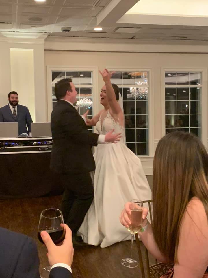 Couple Having Their First Dance At Black Iris Estate in Carmel Michael NIckolich DJing in Background