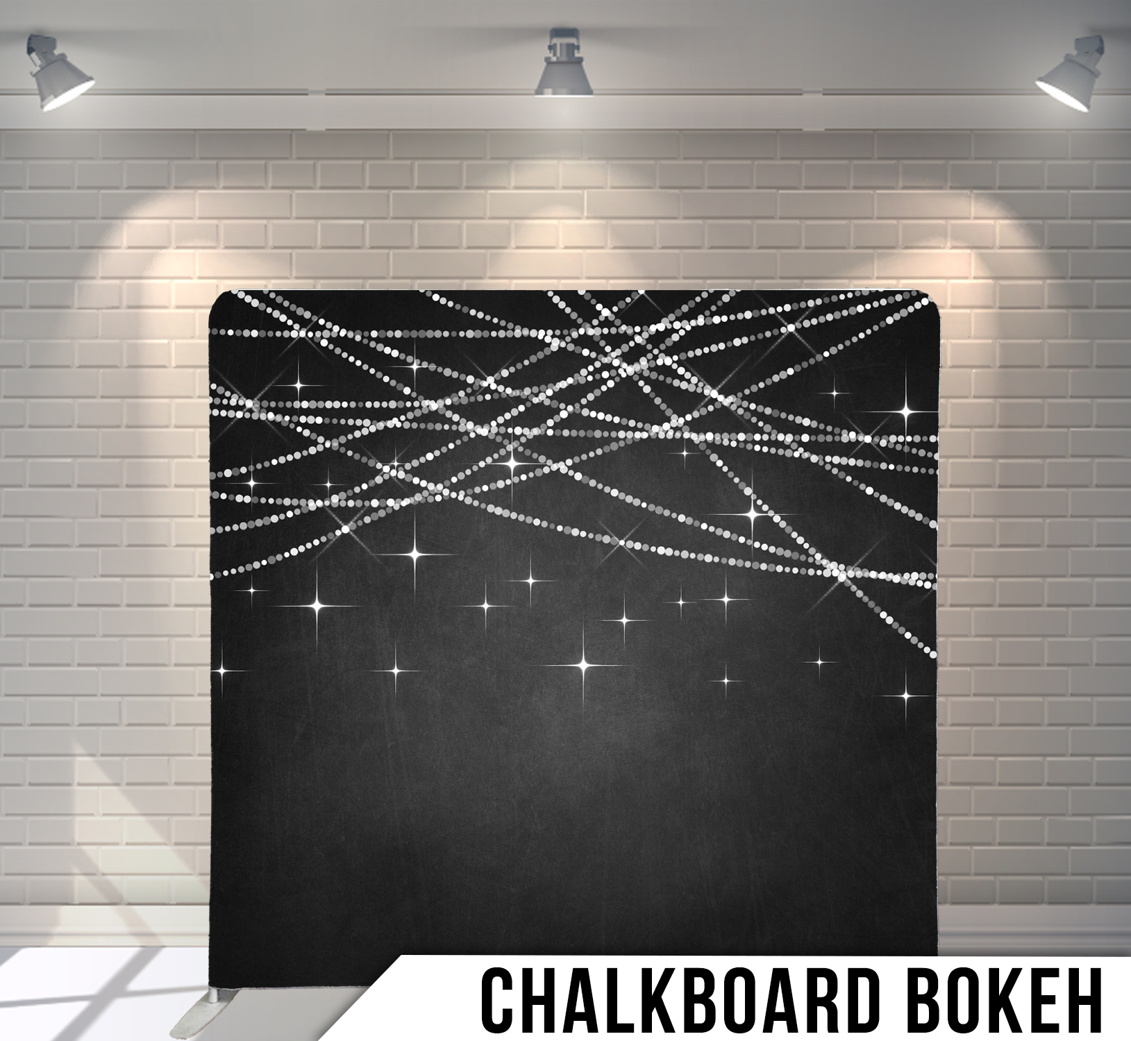 Bokeh Chalkboard Back drop rental for Chic Whitestown Wedding