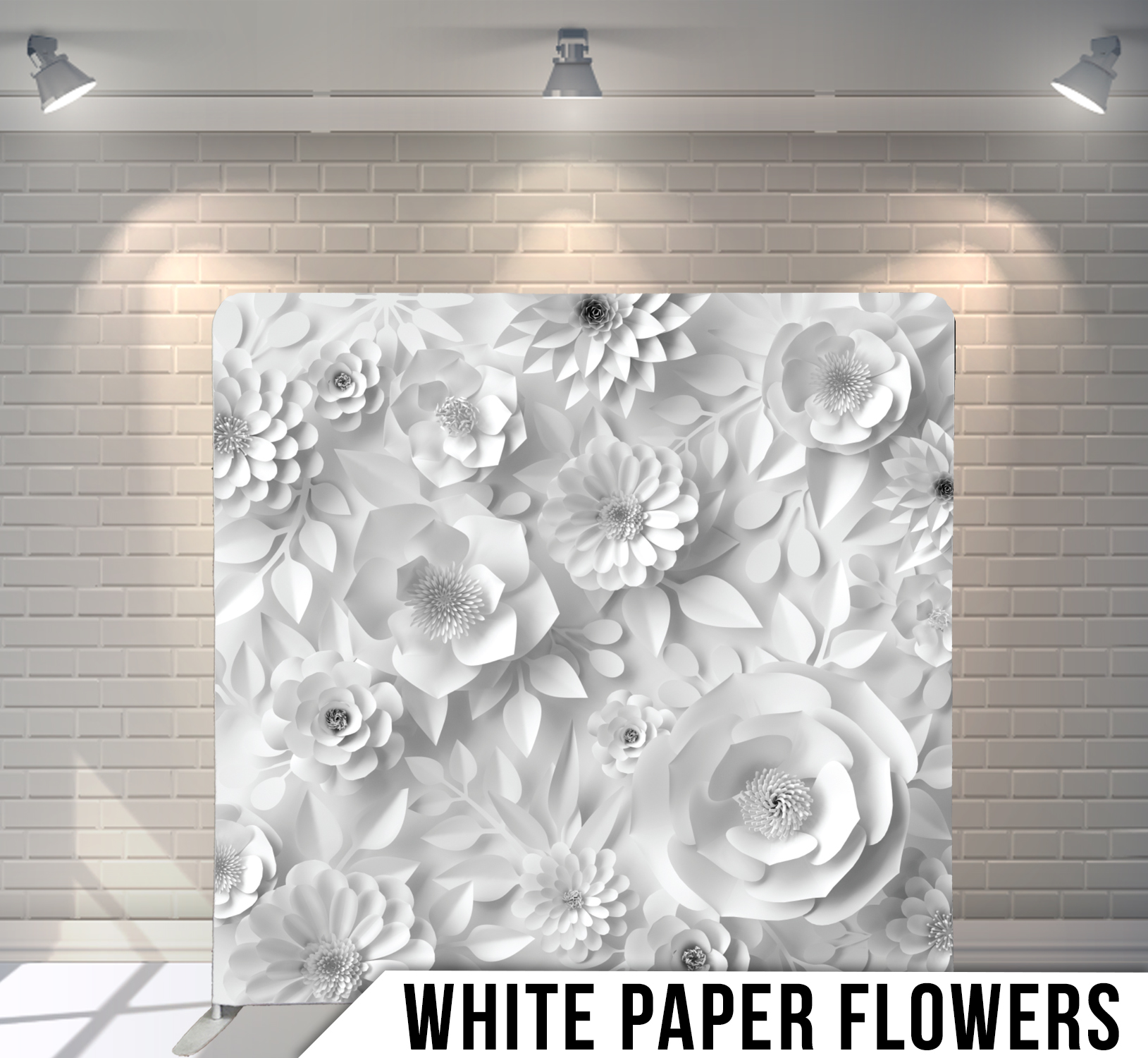 White Paper Flowers Photo Booth Back Drop Rental in Bloomington Indiana