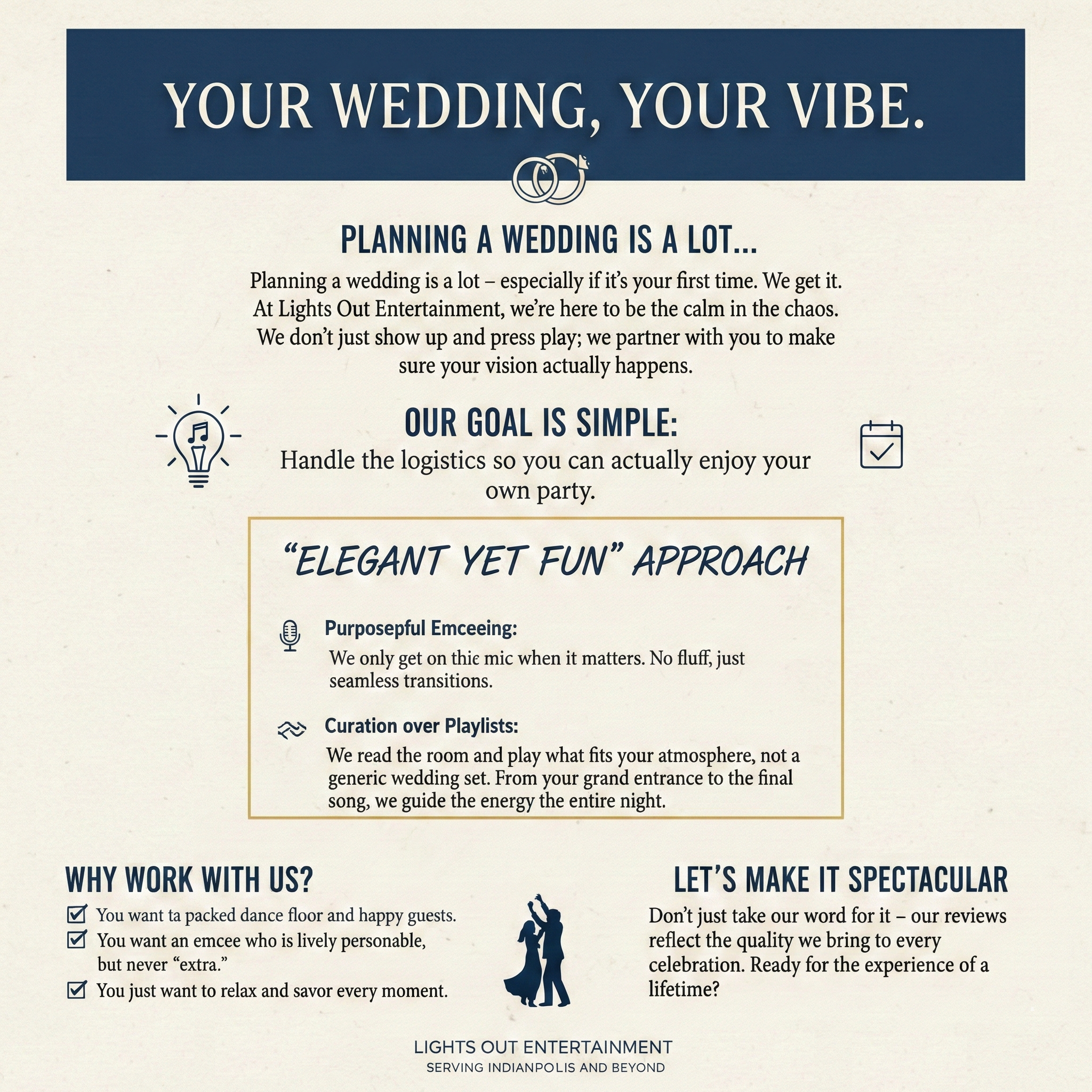 Infographic for Indianapolis Wedding DJ why us Indianapolis DJ Infographic "the Lights Out Entertainment Difference"