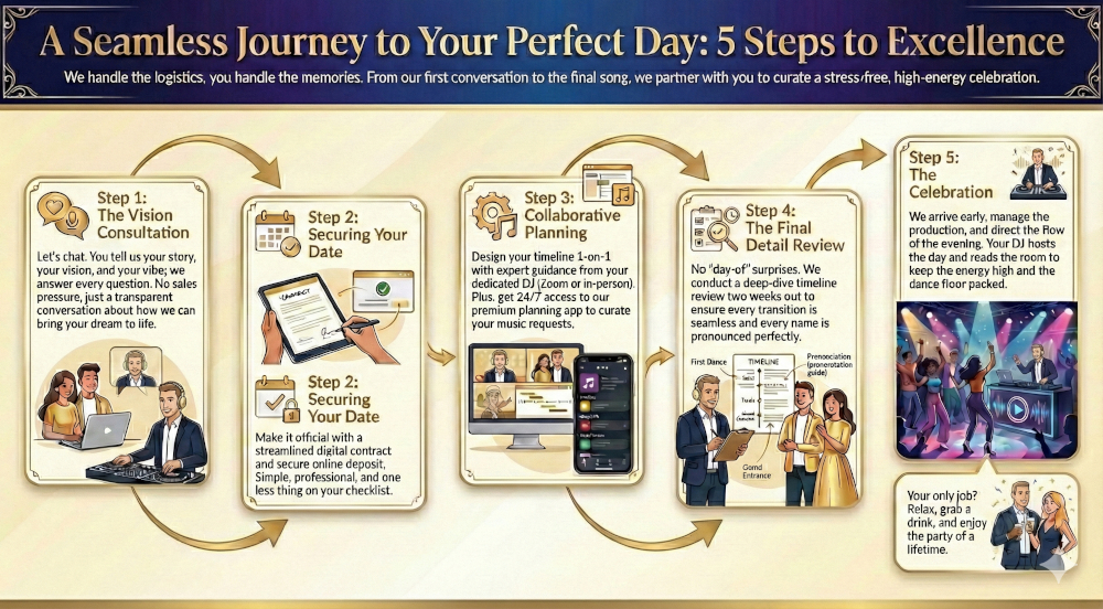 5 Easy Steps Infographic for booking an Indiana DJ